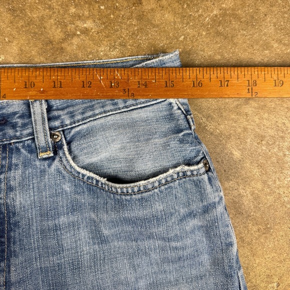 Gap Easy Fit Vintage‎ Men's Jeans 31x29.75 Light Wash Distressed Hem USA Made - Picture 9 of 12